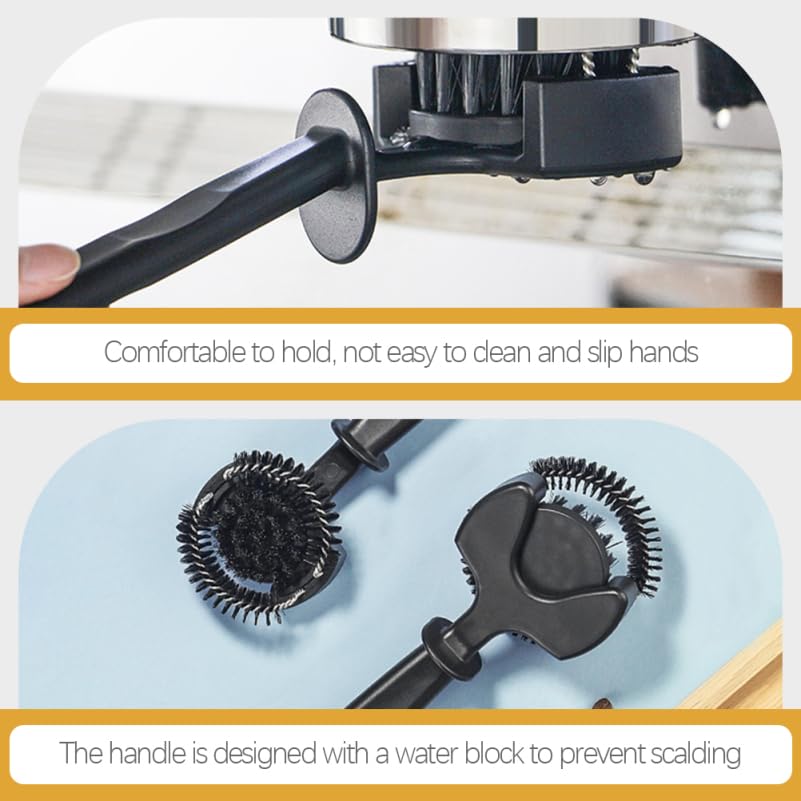 Espresso Machine Cleaning Brush with Detachable Bristles and Spoon Coffee Machine Brush Cleaner for Group Head Maintenance Handle Design 10.03 X 2.95 X 0.78 in