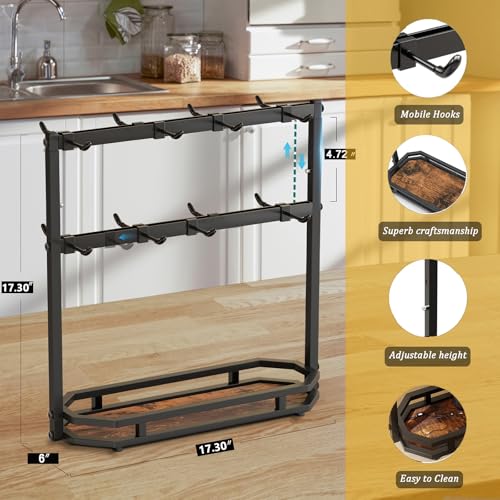Coffee Mug Holder with Movable Hooks