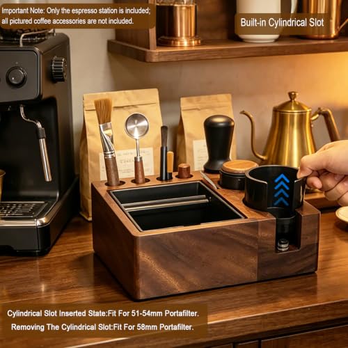 Espresso tamping station and knock box