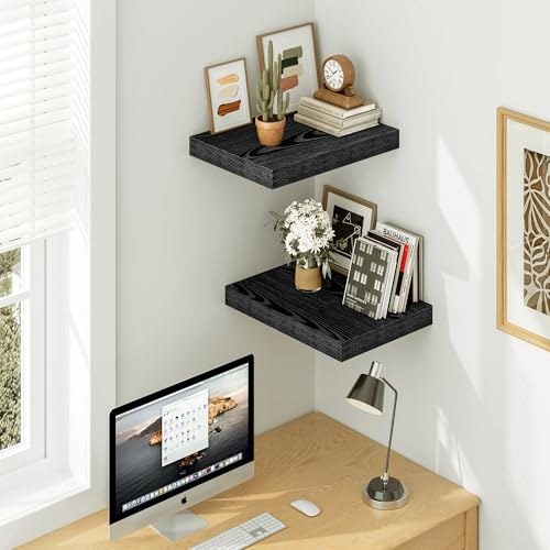 Black Floating Shelves 12 Inch Deep (2 Count)