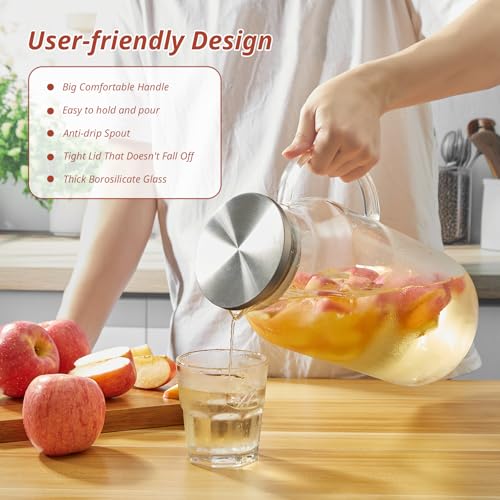 1 Gallon Glass Pitcher with Lid and Handle