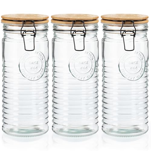 Tall Glass Pasta Storage Containers with Airtight Clasp Lids