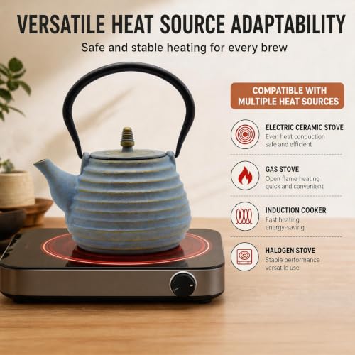 33.8oz Cast Iron Teapot for Stovetop