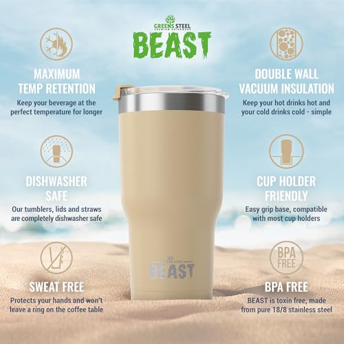 Beast 30 oz Tumbler Stainless Steel Vacuum Insulated Coffee Ice Cup Double Wall Travel Flask