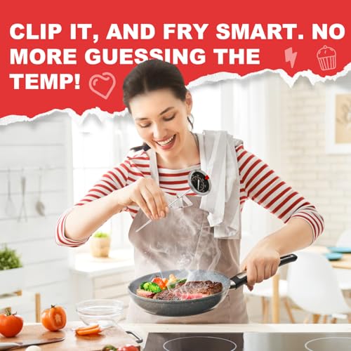 Glow-in-The-Dark Candy Thermometer Waterproof IP67-9" Deep Fry & Candy Thermometer with Pot Clip – High-Heat, Waterproof for Oil, BBQ, Candle Making，Black