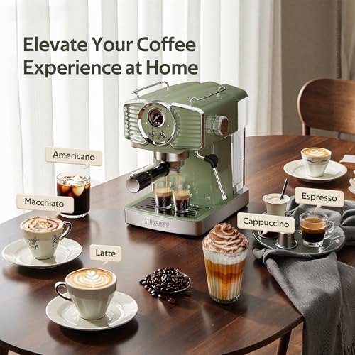 20 Bar Espresso Machine Retro with Powerful Milk Frother