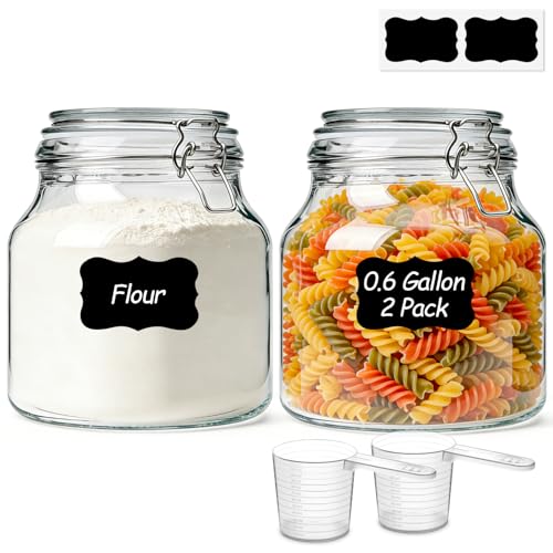 Large Glass Pantry Jars with Airtight Lids 74 oz 2 Pack Wide Mouth (2 Count)