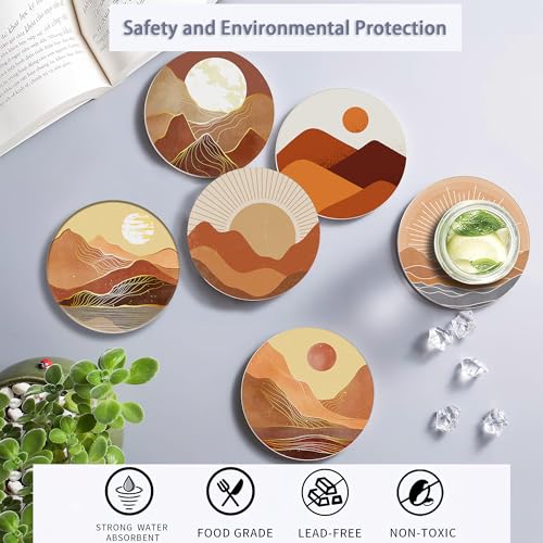 6 Pcs Coasters for Drinks with Holder