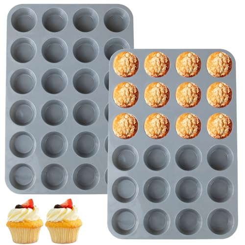 24 Cups Silicone Mini Muffin Pan Set (2 Count)