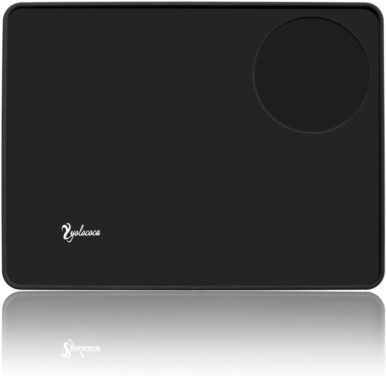 Yolococa Coffee Tamper Mat Food Grade Silicone Rubber Espresso Mat 8 Inch X 6 Inch Black