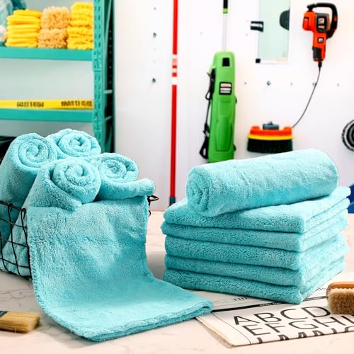 30 Pcs 16 x 16 Inch Edgeless Microfiber Plush Towels for Cars Detailing Drying Wash Polishing Absorbent Cleaning Cloths (30 Count)