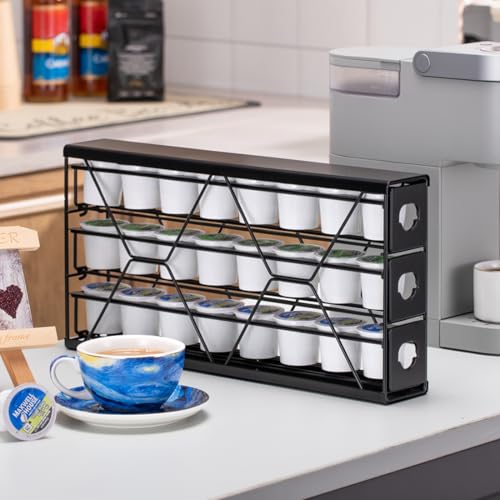 K Cup Holder Drawer 3 Tier Coffee Pod Holder for K Pod Save Space Countertop Kitchen (3 Count)