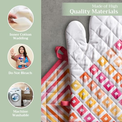 100% Cotton Oven Mitt & Pot Holder Set
