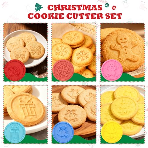 6PCS Silicone Cookie Stamp Press Christma Cookie Set Cookie Cutter Biscuit for DIY Christmas and Daily Baking