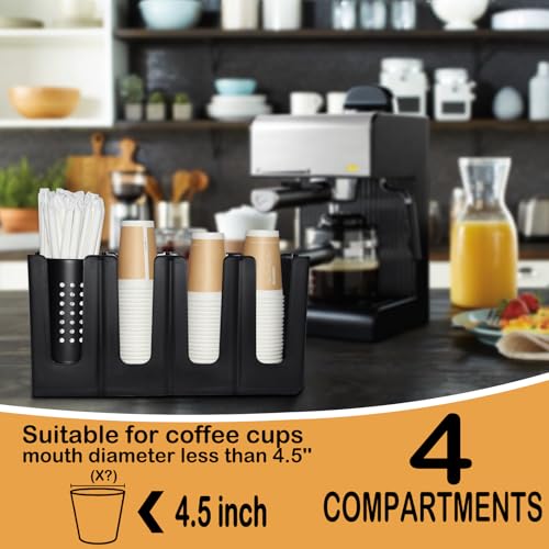Cup Holder Lid Dispenser with Straw Organizer
