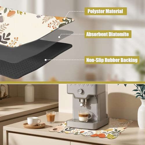 Scalloped Cute Coffee Bar Mat for Countertop
