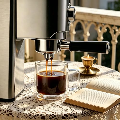 15oz Double Walled Glass Coffee Mugs (2 Count)