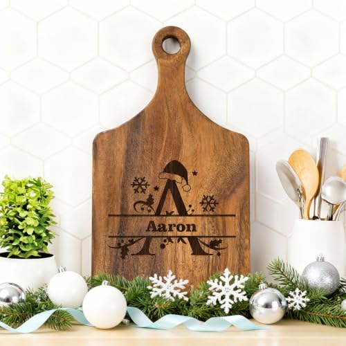 Personalized Christmas Cutting Board with Initial Name