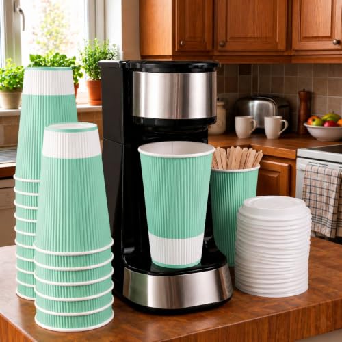 16 Ounce Paper Cups Pack of 25 Ripple Wall Disposable Cups (25 Count)