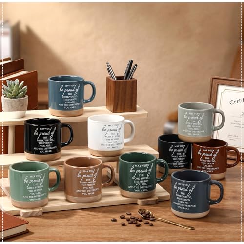 10 Pcs Thank You Mugs Bulk 13 oz Inspirational Ceramic Coffee Mugs May You Be Proud Appreciation Gift Back to School Gift for Teacher Nurse Employee Coworker Office Staff (10 Count)
