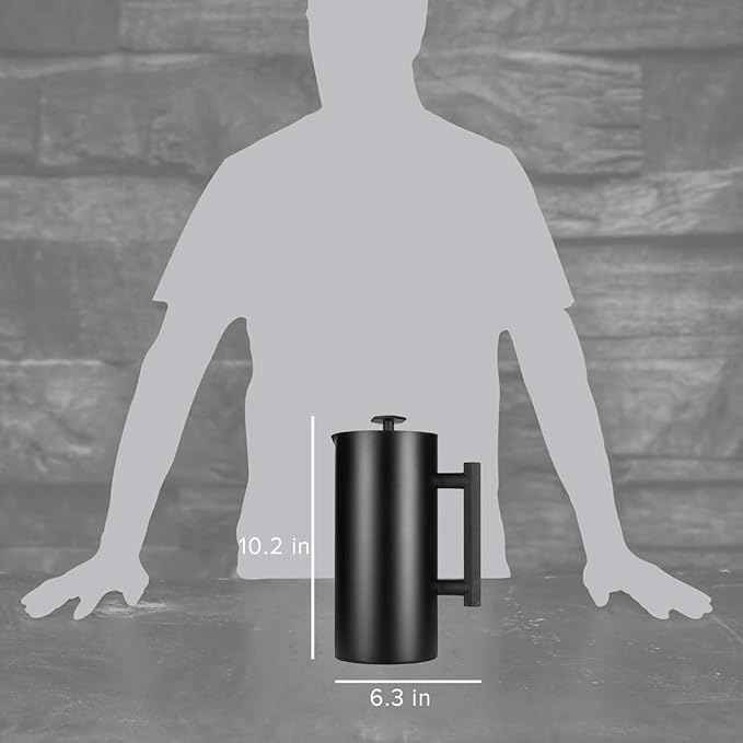 ESPRO P6 32 Ounces French Press Coffee Maker, Double Walled Stainless Steel Insulated, Matte Black