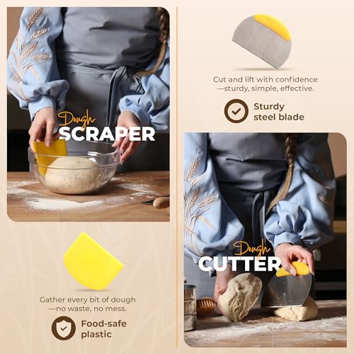 9" Round Banneton Bread Proofing Basket Set with Starter Jar