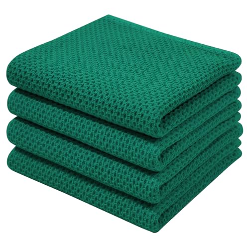 100% Cotton Waffle Weave Kitchen Dish Towels 4 (4 Count)