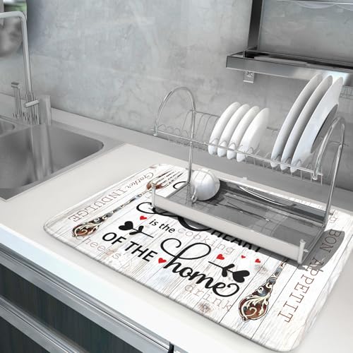 18"x24" Dish Drying Mat The Kitchen is The Heart of The Home