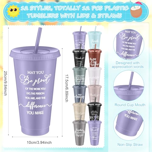 36 Pcs Employee Appreciation Gifts Bulk 24 oz Thank You Tumbler with Lid and Straw Mini Spiral Notebooks and Pens Appreciation Gifts for Team Employee Coworkers Teacher (36 Count)