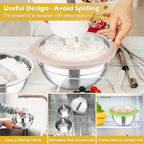 Mixing Bowls 3PCS Stainless Steel Serving Salad Bowls (3 Count)