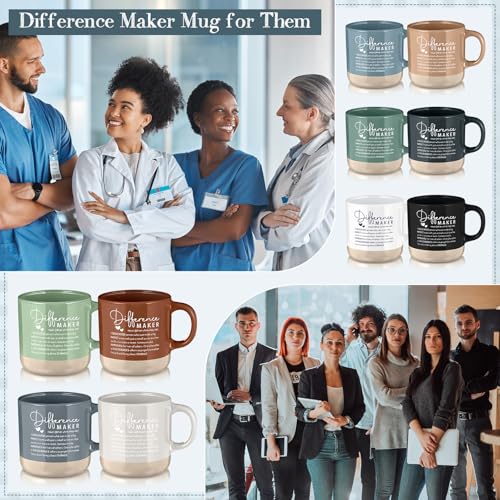 10 Pcs Difference Maker Appreciation Gifts Bulk Inspirational Ceramic Coffee Mugs 13 oz Thank You Mug Housekeeping Appreciation Gifts for Teacher Boss Leader Office Coworker Staff (10 Count)