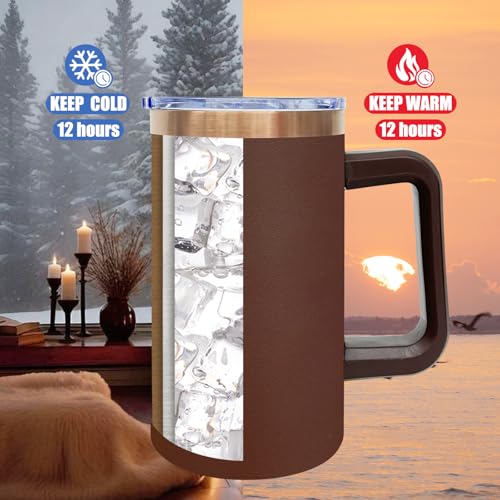 22oz Insulated Coffee Mug Bulk with Handle and Lid Brown (8 Count)