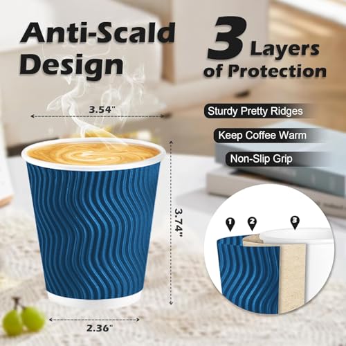 10 oz Coffee Cups 120 Pack Disposable Insulated Corrugated Paper Cup (120 Count)