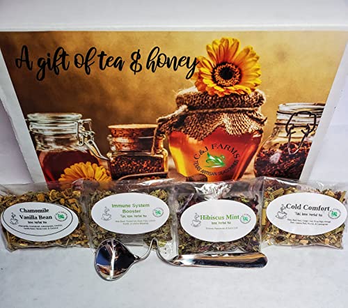 C&J Farms Texas Gourmet Artisan Seasonings A Gift of Tea and Honey Gift Set (16 Ounce)