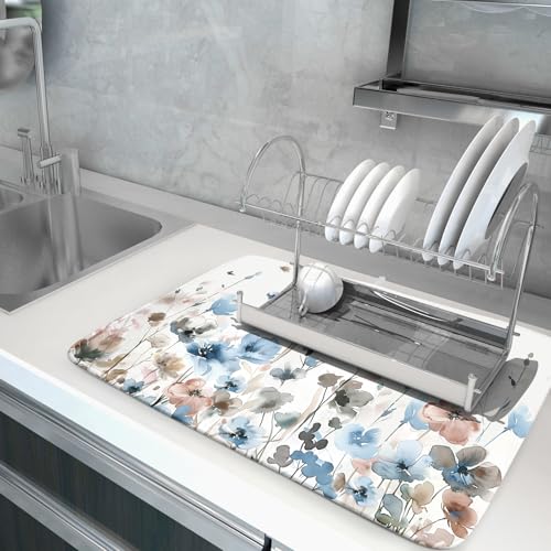 18"x24" Customized Dish Drying Mat Custom Image Dish Drainer Mats for Kitchen Personalized Photo Text Logo Microfiber Reversible Dish Drying Rack Pad for Countertop Tabletop Large Decor