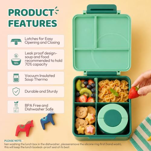 Bento Lunch Box for Kids with 8oz Soup Thermo&Lunch Bag