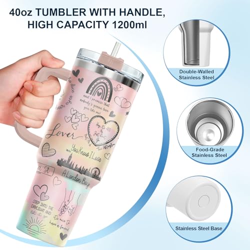 Pink Pastel Lover Romantic 40 oz Tumbler with Handle
