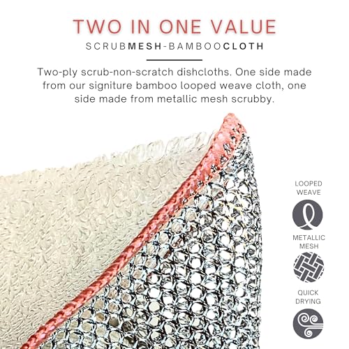 Scrubbing Dishcloths 2ply Mesh Scrub Reusable Dishrag 6pk 6x7in