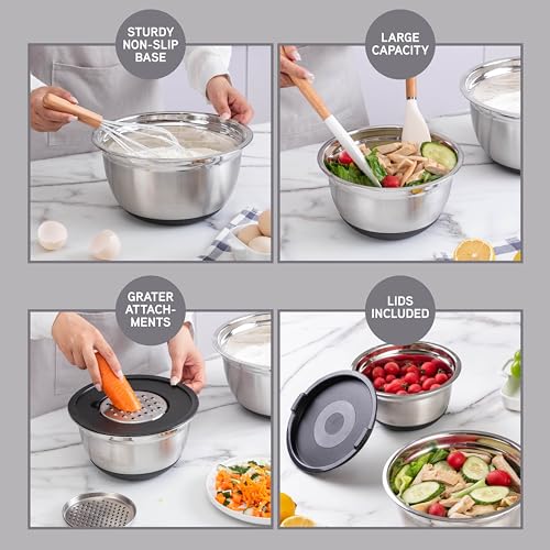 Stainless Steel Mixing Bowls Set with Lids