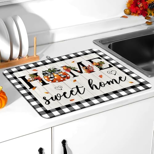 Pumpkin Sweet Home Dish Drying Mat for Kitchen Counter