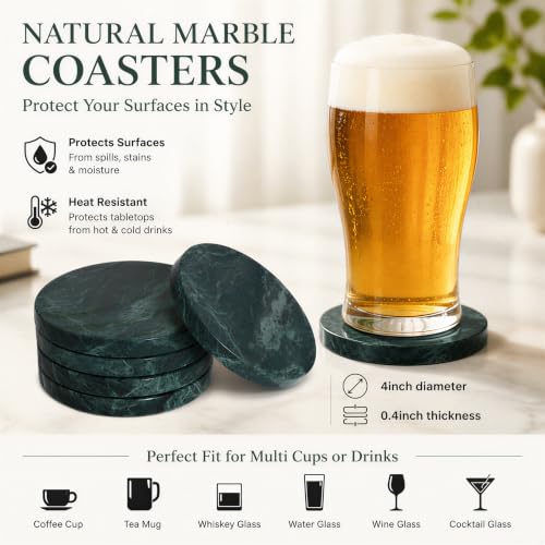 Green Marble Coasters Set of 4 (4 Count)