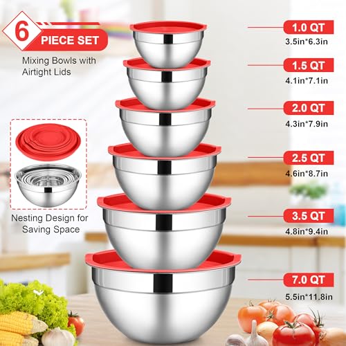 Mixing Bowls with Lids Sets of 6 (6 Count)