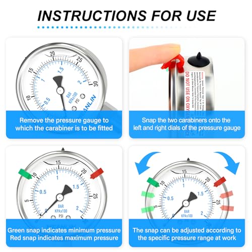 0~30Psi Stainless Steel Liquid Filled Pressure Gauge 2.5" FACE DIAL 1