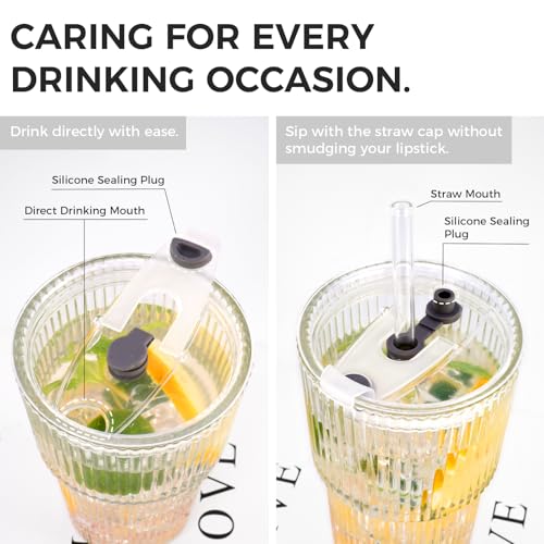 2PCS 20oz Glass Cups with Lids and Straws (6 Count)