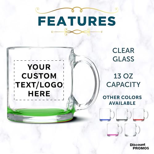 Custom Clear Glass Coffee Mugs 13 oz. Set of 10 (100 Count)
