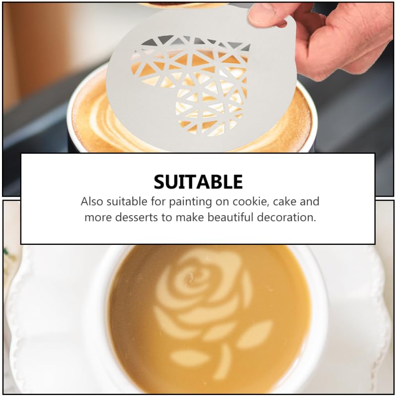 6 Pcs Coffee Stencils Diy Coffee Decorating Moulds for Cappuccino Latte Art Cupcakes Oatmeal Hot Chocolate Easy
