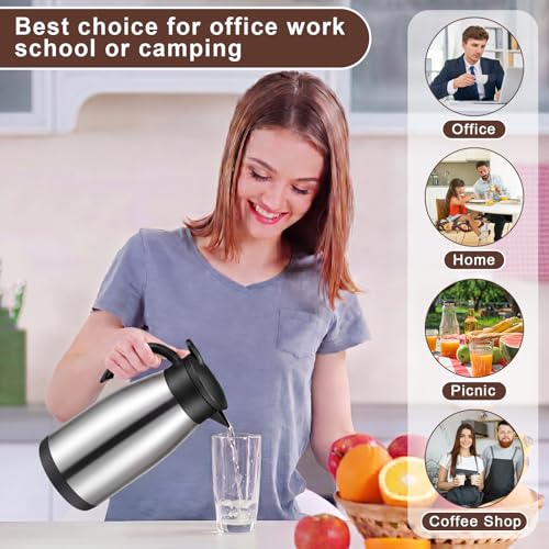 2 Pcs Thermal Coffee Carafe Insulated Stainless Steel Coffee Carafe for Hot Liquid Vacuum Thermal Pot Creamer Pitcher Dispenser with Brushes Keeping Hot Water Milk (2 Count)