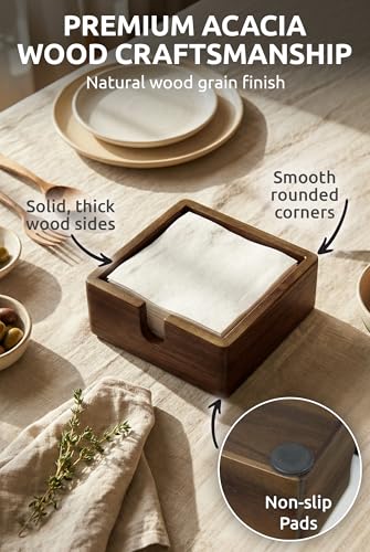Acacia Wood Cocktail Napkin Holder 5.4 in