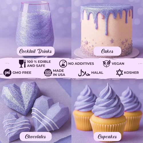 Purple Edible Glitter for Drinks 20g