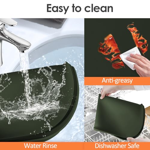 Silicone Coffee Maker Mat with Lip for Countertops 17.4''x10.6'' Dark Green